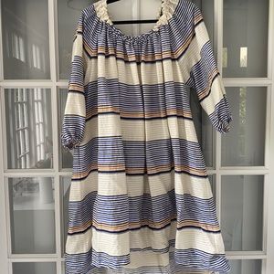 Tanya Taylor Striped Off-The-Shoulder Dress